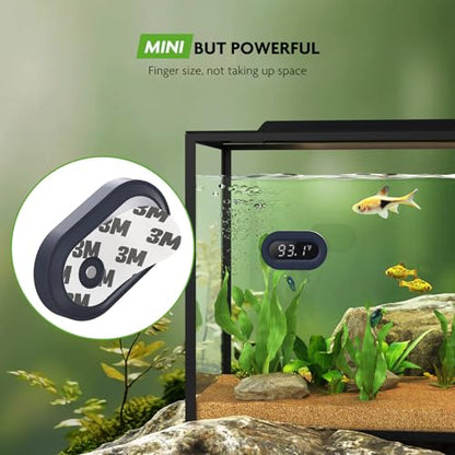 PAIZOO LED Digital Fish Tank Thermometer Stick on Highly Accurate ±0.9℉ | Replaceable Battery, Refresh Every 5s, Wireless Digital Thermometer for Fish Tank, Freshwater and Saltwater, White Display - size: White Display