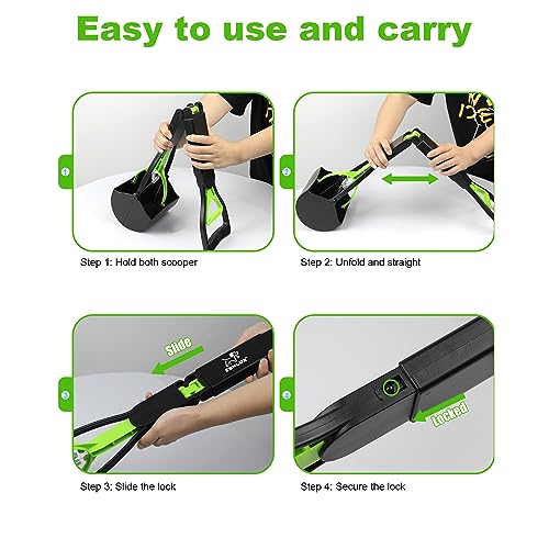 SZHLUX 28" Pooper Scooper, Foldable Dog Pooper Scooper with Unbreakable Material and Durable Spring for Grass and Gravel, Green (Pack of 9) - color: Green, size: 28 (Pack of 9)