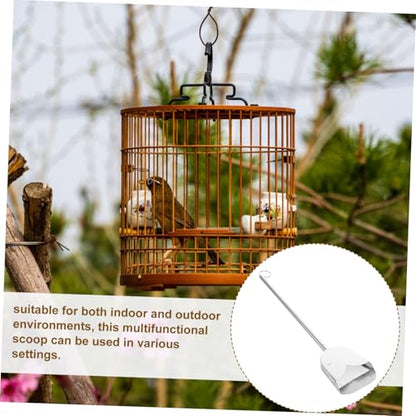UKCOCO Adjustable Telescopic Stainless Steel Bird Cage Cleaning Tool Compact Poop Scooper for Small Animals Durable Waste Removal for Chicken Coop and Reptile Litter