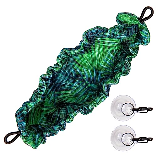 Crested Gecko Tank Accessories, Reptile Hammock, and Lizard Hammock (100% Polyester, 7.5 inches x 2 inches, one Suction Cups) Accessories Hide, Tie Dye, Blue Dots, Green Leaf, Gold Leaf
