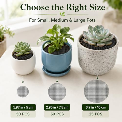 125Pc Bonsai Mesh for Plant Drainage Screen Flower Pot Hole Mesh Pad | Gardening Drainage Screen, Plant Pot Drainage Mesh, Round Flower Screen Cover Pad, Reusable Potting Mat, Preventing Soil Loss