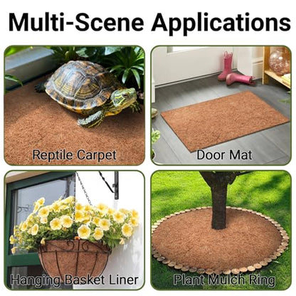 10 Pcs Reptile Carpet 12x12 Inch Coconut Fiber Mat for Tank Bedding | Natural Coconut Fiber Reptile Carpet Liner Flooring, Absorbent & Reusable For Bearded Dragons, Tortoises, Lizards & Geckos - size: 10 Pcs (12X12in)