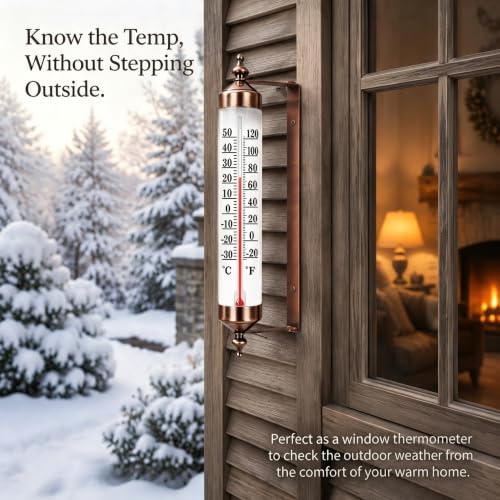 Outdoor Thermometer Waterproof, 10-Inch Decorative Outdoor Thermometer