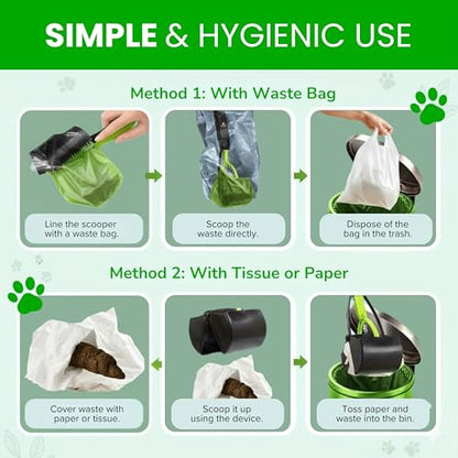 SHAZORY Pooper Scooper for Dogs & Cats – Long Handle, Heavy-Duty Design with Bag Dispenser, Poop Scooper for Large Dogs, Dog Poop Scoop for Yard, Portable for Pet Parents & Dog Walkers (32") - size: 32"