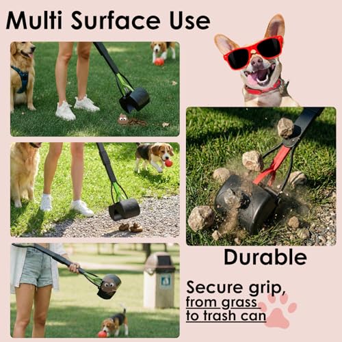 33" Pooper Scooper 2 Pack, XL Tall Handle No Touch Dog Pooper Scooper for Large Small Dogs, Durable Spring & Lightweight, Large Pooper Scooper for Dogs Heavy Duty, Portable Dog Poop Pick Up Tool
