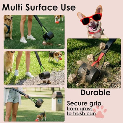 33" Pooper Scooper 2 Pack, XL Tall Handle No Touch Dog Pooper Scooper for Large Small Dogs, Durable Spring & Lightweight, Large Pooper Scooper for Dogs Heavy Duty, Portable Dog Poop Pick Up Tool