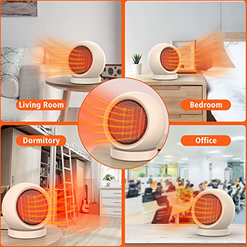Coolfor Space Heater,PTC Ceramic/Portable Electric Desktop Heater High Output Desktop Heater for Home Bedroom Office Desk Indoor Use(Light Brown) | Energy Efficient PTC. Overheating & Tip-Over Protection. Compact for Bedroom, Office, Indoor Use. Quiet & F