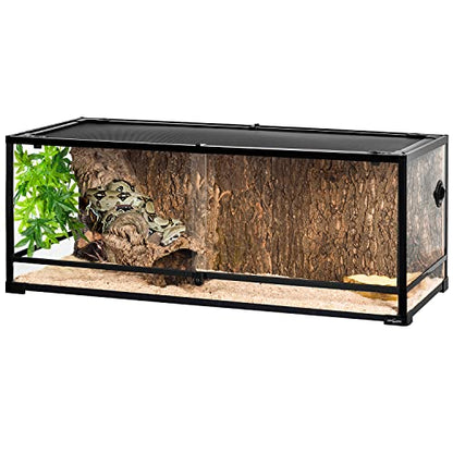 REPTI ZOO 67 Gallon Reptile Large Terrarium Newly Upgraded All Glass 48" x 18" x 18" Double Hinge Door with Top Ventilation Reptile Terrarium(Knock-Down) - color: Reptile Terrarium - Double Hinge Door