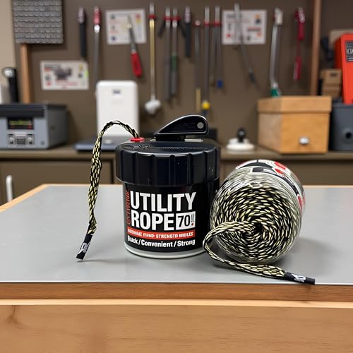 Rapid Rope Canister, 70ft Camo Tactical Paracord, 1100lb Test, USA Made | Heavy Duty Poly Rope Test Cord, Non-Tangle Dispenser Included, For Hiking, Camping, Survival, Utility, Stocking Stuffer, Gift - size: 70ft, style: Camo