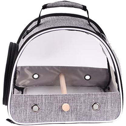 Small Bird Travel Carrier, Portable Bird Travel Cage for Parakeet, Parrot, Budgie, Guinea Pig, Bearded Dragon Reptile Carrier for Hiking Vet Visit Bicycle Ride (Grey) - color: Grey