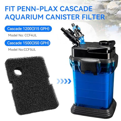 Canister Filter Media Replacement for Penn Plax Cascade 1200/1500 CCF4UL/CCF5UL Replacement Canisters Filters Bio Sponges for Aquariums Fish Tank Turtle Tank Filter Parts 2-Pack Black
