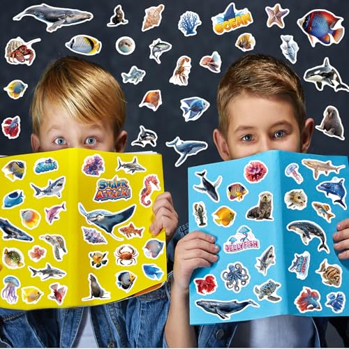 309 Pcs Ocean Animals Stickers, Under The Sea Animal Fish Shark Beach Stickers for Craft Supplies Classroom Rewards Ocean Sea Party Decorations - style: Ocean Animals