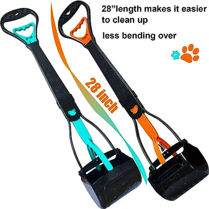 ienjoyed 2-Piece Pooper Scooper for Large Medium & Small Dogs Heavy Duty,Long Handled Dog Poop Scooper for Grass,Durable Dog Poop Pick Up Tool - color: 2-Piece