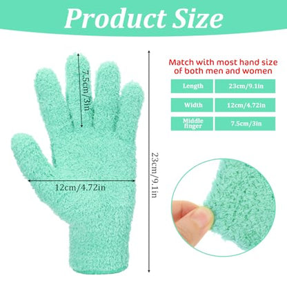 Abeillo Microfiber Gloves for Plants Dusting Cleaning, Reusable Washable Cleaning Gloves Mittens House Cars Blinds Dusting - color: Cyan