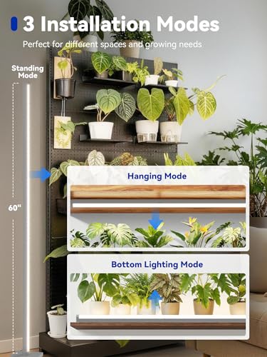 Vertical Grow Light for Indoor Plants, 60in LED Standing Lamp | 36W Full Spectrum Plant Lights with Auto Timer, 268 LEDs Dimming and 3 Light Modes for Wide Coverage Area in Indoor Gardens - size: 60 IN(Silver)