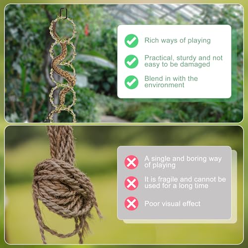 Snake Climbing Rings for Ball Python, Snake Climbing Accessories Ball Python Enrichment with 6 Rings, 1 Five-Meter Rope and 2 Climbing Buckles
