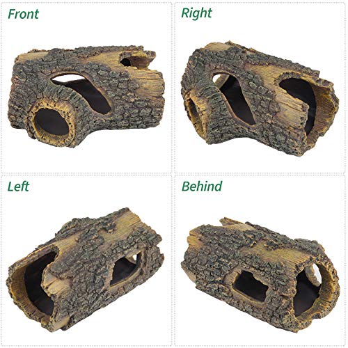 Uniclife Resin Hollow Tree Trunk Betta Log Aquarium Decorations Ornament Fish House Cave Wood House Decor for Small and Medium Fish Tank - size: Small