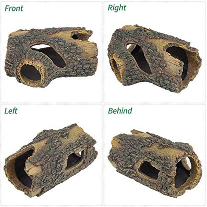 Uniclife Resin Hollow Tree Trunk Betta Log Aquarium Decorations Ornament Fish House Cave Wood House Decor for Small and Medium Fish Tank - size: Small