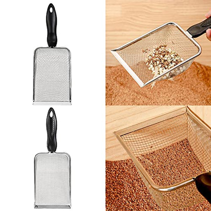 Scoops Terrarium Bedding Sand Sifter Stainless Steel Fine Small Pet Cage Cleaner Shovel - size: 2mm hole