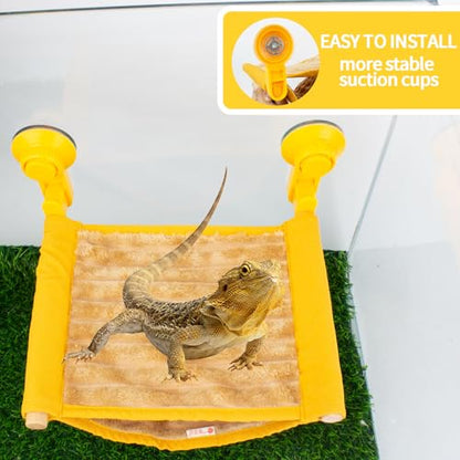 FlidRunest Bearded Dragon Hammock with Suction Cups, Soft Lizard Hammock Bed, Winter Warm House Tent, Reptile Tank Perch-Yellow - color: Standard - Yellow