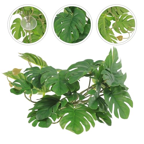Reptile Plant Decor Artificial Climbing Leaves 23pcs Monstera Foliage for Terrarium Habitat Decoration Turtle Tank Accessories