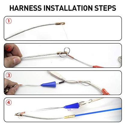 50' Fiberglass Cable Wire Running Rod Coaxial Electrical Connectable Fish Tape Pull Kit With Hook And Hole Kit In Transparent Tube, Blue - color: blue
