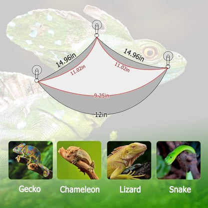 QWR Hand-Knitted‌ Soft Lizard Hammock,Double-Layer Hammock for Bearded Dragon Tank,Hanging Reptile Swing Hammock with Strong Adhesive Hooks,for Lizard Gecko Chameleon Hide(Triangular)