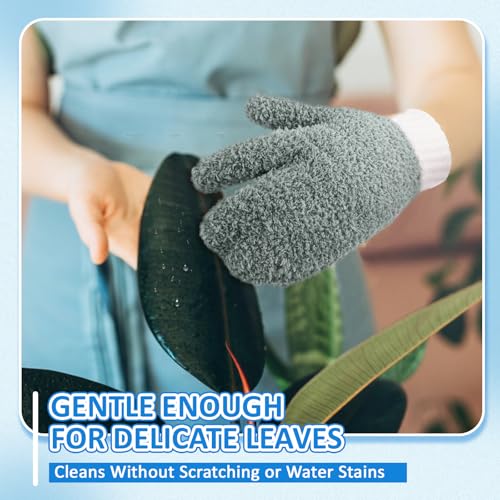 MIG4U Microfiber Dusting Gloves House Reusable Cleaning Glove for Blinds, Windows, Shutters, Furniture, and Car, Gray 2 Pairs S/M - color: Gray Mitten + Gloves, size: Small-Medium