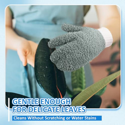 MIG4U Microfiber Dusting Gloves House Reusable Cleaning Glove for Blinds, Windows, Shutters, Furniture, and Car, Gray 2 Pairs S/M - color: Gray Mitten + Gloves, size: Small-Medium