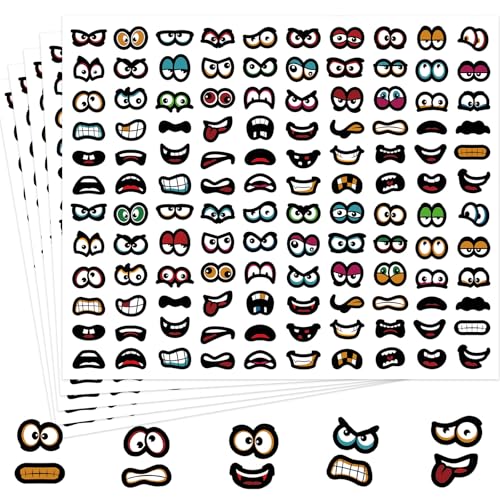 1200Pcs Halloween Stickers, Cartoon Eyes Mouth Sticker Pumpkin Face Stickers for Halloween DIY Art Craft Party Decorations - style: Halloween Eyes Mouth