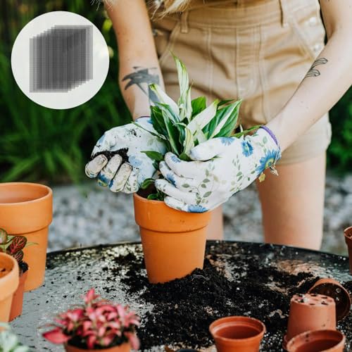 15 Pack Flower Pot Hole Mesh Pad, 11.8 * 7.8 Inch Bonsai Pot Mesh Plant Drainage Meshs Hole Screens Gasket Keep Soil from Flowing Away (Black)