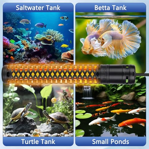 AQQA 800W Aquarium Heater, Fish Tank Heater with Digital Thermostat | Over-Temperature and Dry-Run Protection, for 90-150 Gallon Freshwater, Saltwater, Turtle Betta Fish Tank Aquarium - size: 800W for 135-172 gallon