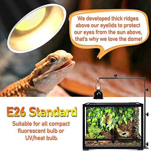 Reptile Reflector Dome Lamp Fixture, 5.5 inch Deep Polished Aluminum UVB Light Fixture for Reptile Glass Terrariums fit UVB UVA Bulb, Basking Heat Bulb, Ceramic Heat Emitter - size: 5.5 inch