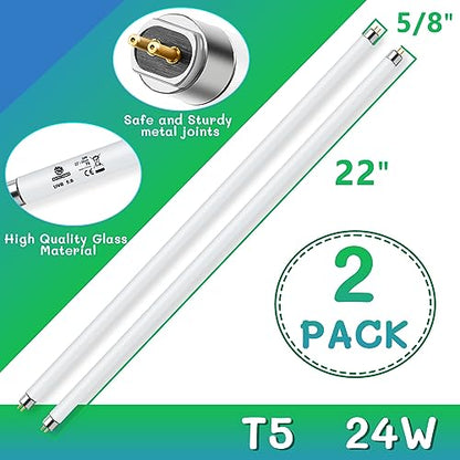 T5 UVB Reptile Light 24W 5.0,UVA UVB Light Bulb for Reptiles,2 Pack Reptile UVB Lamp Tube for Bearded Dragon - size: 2 pack T5 Tube-24W 5.0