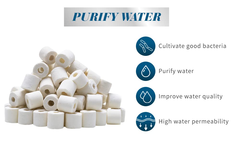 Aquarium Premier Bulk Bio Ceramic Rings Filter Media, 2 lbs | Fresh Water, Sea Water Fish Tank, Canister Filter, Koi Fish Pond Reef Filter - size: 2 lbs