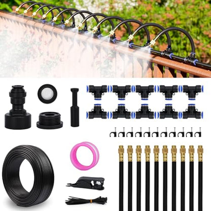 Drip Irrigation System 30 FT with 10 Nozzles, 360° Adjustable Bendable Garden Watering Misting System for Greenhouse, Yard, Lawn, Plant, Garden, 5/16 inch Hose (OD: 8mm) - color: 30 ft PU hose (5/16 in OD, 8mm)
