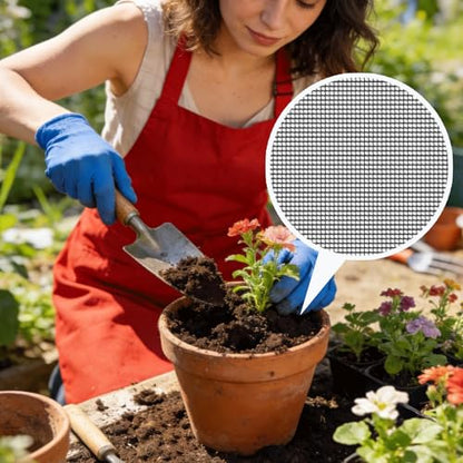 15PCS Flower Pot Mesh Pads, Plastic Bonsai Drainage Screens for Planters | Easy Cut, PE Material, Soil Retention, Fast Drainage, Fits Most Planters, Indoor Outdoor Gardening