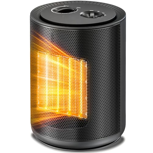 Electactic Small Space Heater for Indoor Use, PTC Ceramic 1500W Portable Electric Heater with 3 Heat Modes, Overheat & Tip-Over Protection, ETL Certified, for Office & Bedroom & Desk, Black