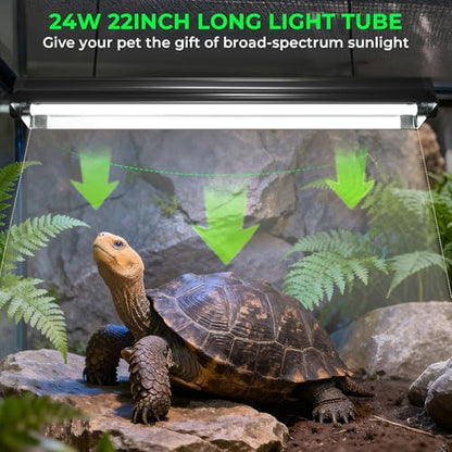 GlowUp 22 Inch T5 HO 10.0 24W Bearded Dragon UVB Light Bulb, UVA UVB Reptiles Light Bar Tube Lamp, UVB Reptile Light Bulb for Leopard Gecko Tortoise Chameleon Tropical Desert Reptile Terrarium -2Pack