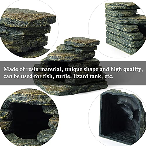 Aquarium Ornaments, Aquarium Mini Skull Skeleton/Aquarium Mini Castle/Aquarium Hippon Cave/Aquarium Rock Stone Cave Decoration, Fish Tank Decoration Landscape Hiding House (Rock Cave)