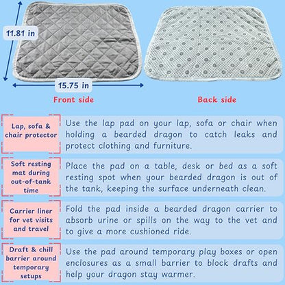 Bearded Dragon Diapers Bedding Mat Accessories, Adjustable Diaper, 2pcs Cleaning Mat for Picnic Travel, Bearded Dragon Diapers Accessories Reusable Pad, Reptile Carrier Essentials (2 Reusable Pad) - color: 2 Reusable Pad