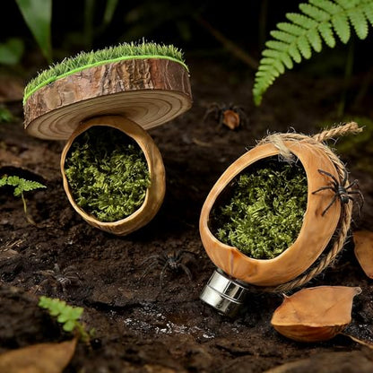 2pcs Jumping Spider Hideout,Accessories Enclosure,Magnet Hidden,Climbing Platform, Hiding Habitat from Natural Materials,Suitable for Small Insects