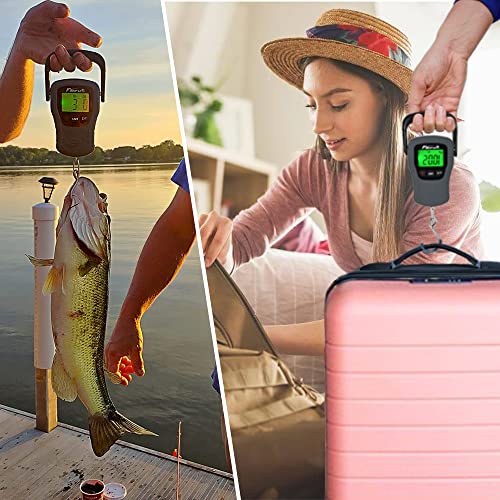 Digital Fish Scale, Electronic Hanging Fish Weight Scale with Large Handle & Measuring Tape, 110lb/50kg Fishing Scale, 3 AAA Batteries Included, Fishing Gifts for Men