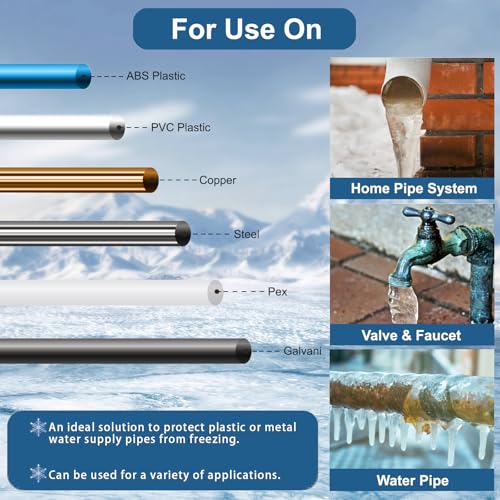 3FT Heat Tape for Water Pipes Freeze Protection IP65 Waterproof 8W/FT 110V,BDDFOTO Water Pipe Heat Cable With Thermostat Self-Regulating Pipe Heater for House Garden/RV Camper - style: 03FT