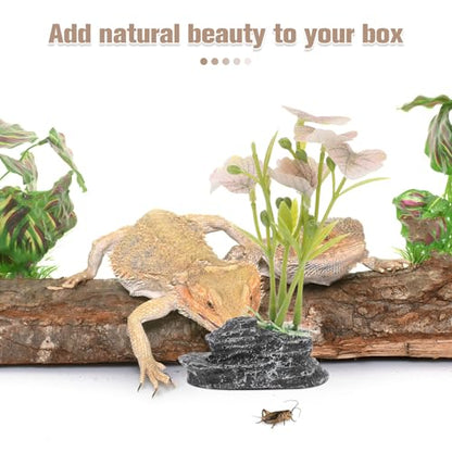 ARTIBETTER Reptile Terrarium Decor Artificial Plants with Fake Leaves Plastic Habitat Decorations for Bearded Dragon Lizard Tank and Hermit Crab Enclosure