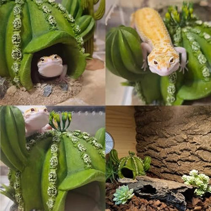 kathson Reptile Tank Decor Lizard Hide and Cave Plants Terrarium Decorations Resin Cactus Desert Aquarium Tank Habitat Accessories for Bearded Dragon Chameleon Leopard Gecko Snake Fish (Ball Cactus) - style: Style B