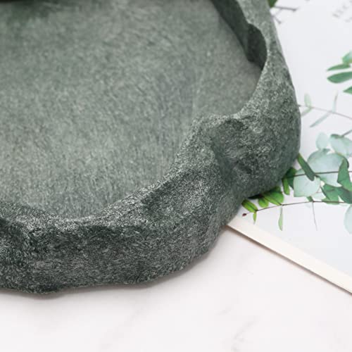 ECSiNG Reptiles Water Tray Tortoise Feeder Lizard Water Dish Resin Drinking Bowl for Tortoise Lizard Frog Terrapin Gecko Spider Scorpion Size M