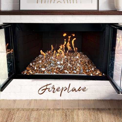 10 Pounds Fire Glass 1/2 Inch High Reflective Tempered Firepit Glass | Amber Rocks for Fireplace, Fire Pit Table, Fire Bowl and Landscaping & DIY Crafts - color: Amber, size: 1/2 inch, 10lb