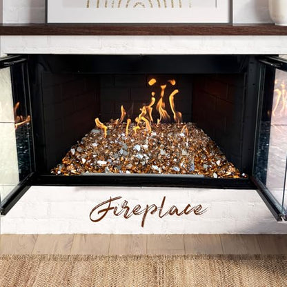 10 Pounds Fire Glass 1/2 Inch High Reflective Tempered Firepit Glass | Amber Rocks for Fireplace, Fire Pit Table, Fire Bowl and Landscaping & DIY Crafts - color: Amber, size: 1/2 inch, 10lb