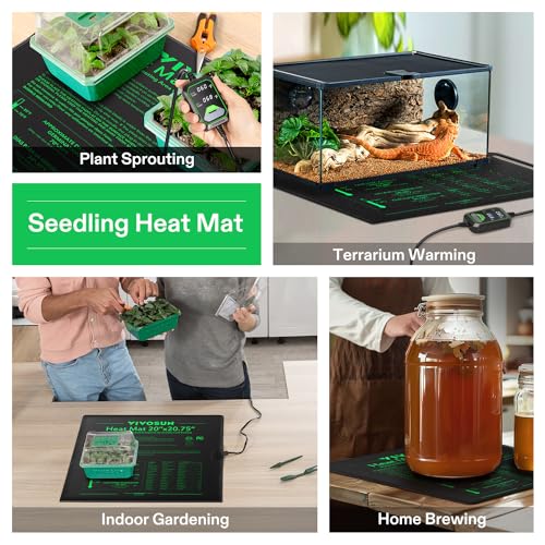 VIVOSUN 20"x20.75" Seedling Heat Mat with Built-in Temperature Controller, UL & MET-Certified Waterproof Plant Heating Pad for Germination, Hydroponics, Brewing, Breeding, and Greenhouses (Pack of 2) - size: 20"x20.75" (Pack of 2)